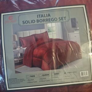 ITALIA Solid Borrego Blanket SET JUMBO KING BRAND NEW
